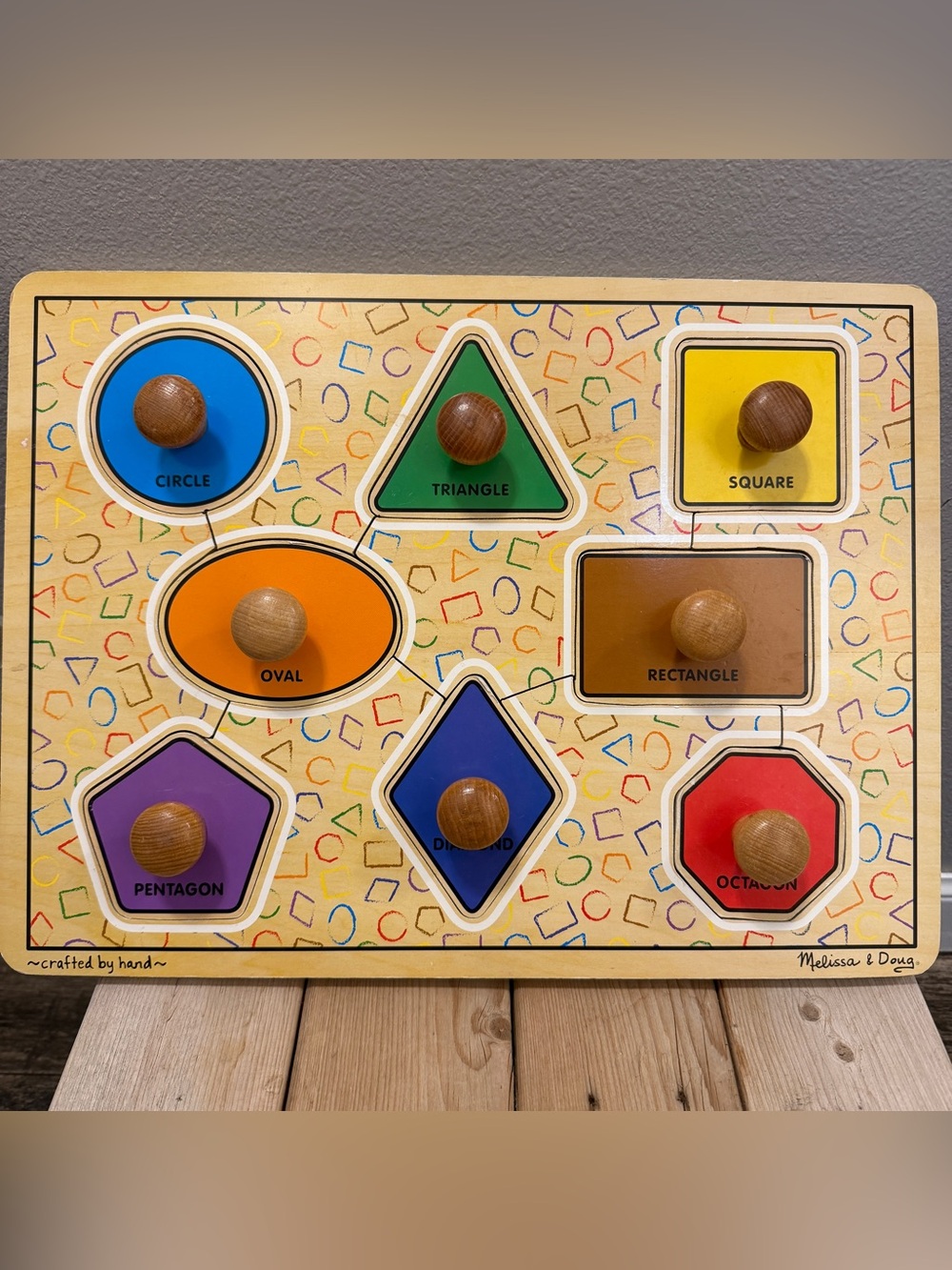 Melissa & Doug Shape Puzzle - Blue, Green, Yellow, Orange, Brown, Purple, Red